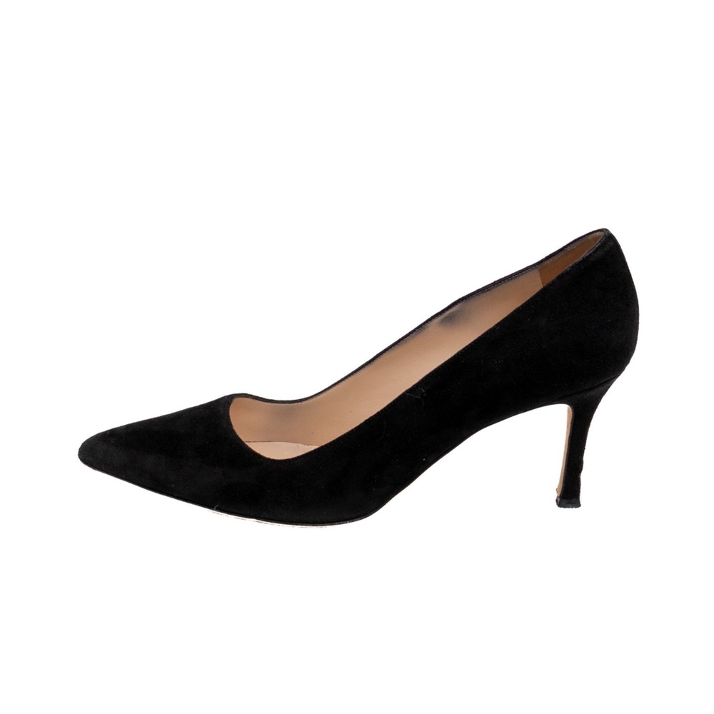 Manolo Blahnik BB Black Suede Pumps EU 38 US 7.5 Pointed Toe Heels - Picture 2 of 11